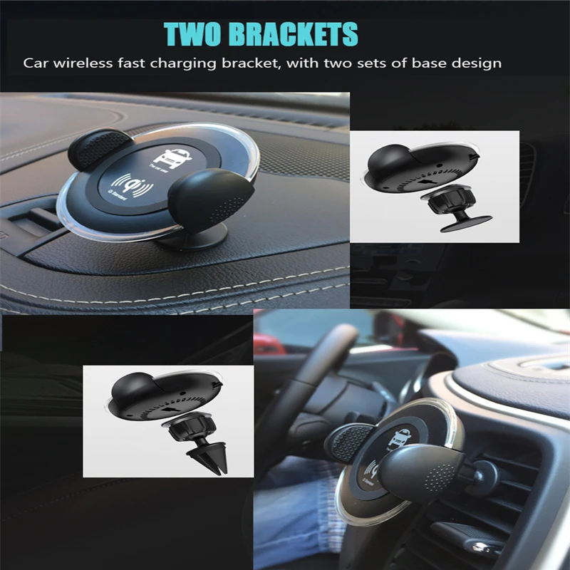 New Car Phone Holder Bracket Universal Auto Wireless Charger 360-Degree Adjustable Car Air Vent Mount Stand Mobile Phone Holder