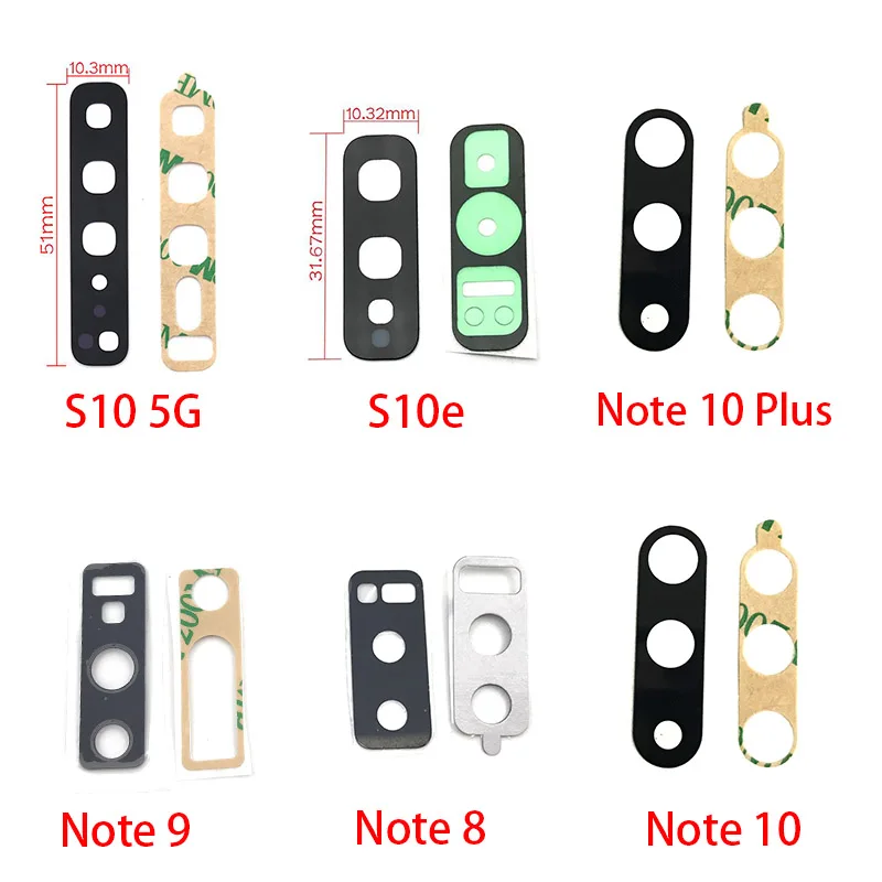 10 шт./лот, задняя камера, стеклянный объектив для samsung S8 S9 Plus S10e S10 5G Note 8 9 10, стекло для камеры с клеевым клеем
