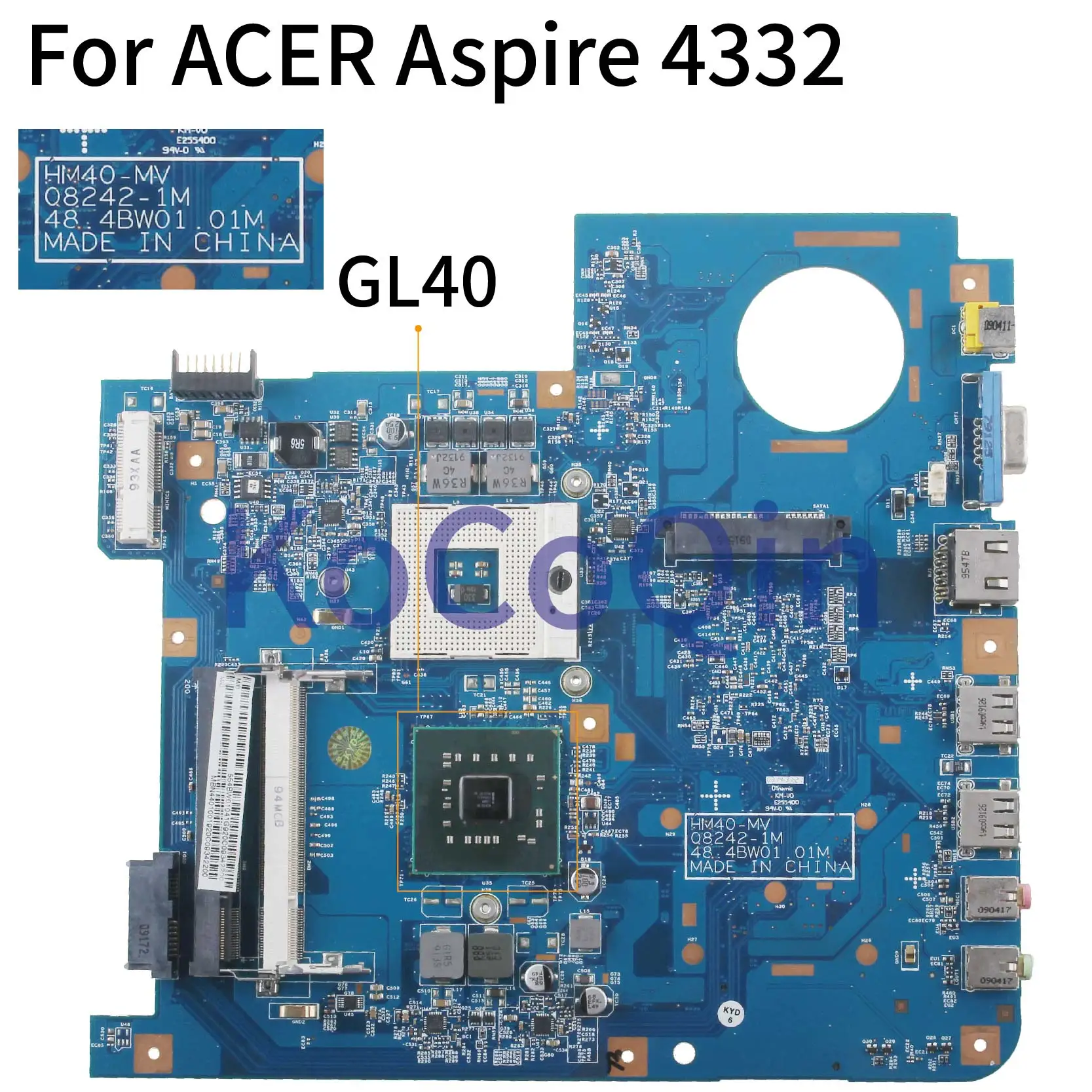 KoCoQin материнская плата для ноутбука ACER Aspire D525 D725 4732Z HM40-MV 08242-1M 48.4BW01.01M GL40 |