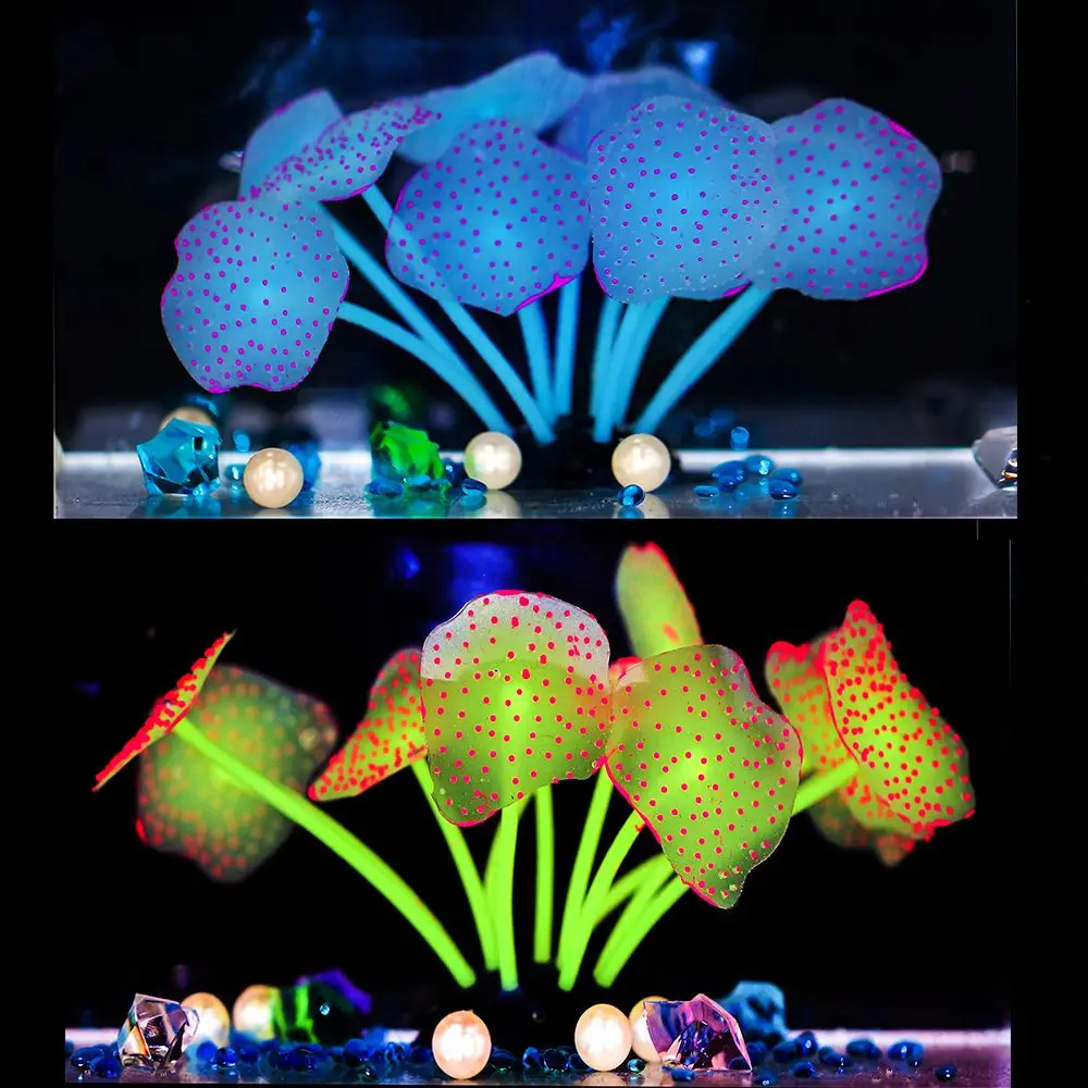 11 Leaves Silicone Glowing Artificial Fish Tank Aquarium Coral Plants Underwater Ornament Fish Tank Aquarium Decor Accessories