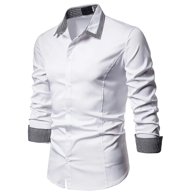 Мужская Повседневная рубашка Slim Fit Мужская Повседневная рубашка на пуговицах Превосходное качество рубашка с длинными рукавами официальные сорочки мужская одежда