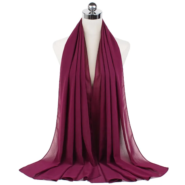 High Quality Good Stitching Stitch Plain Premium Heavy Chiffon Hijab Scarf Malaysian Women's Scarves Hijabs Long Shawl Shawls 17