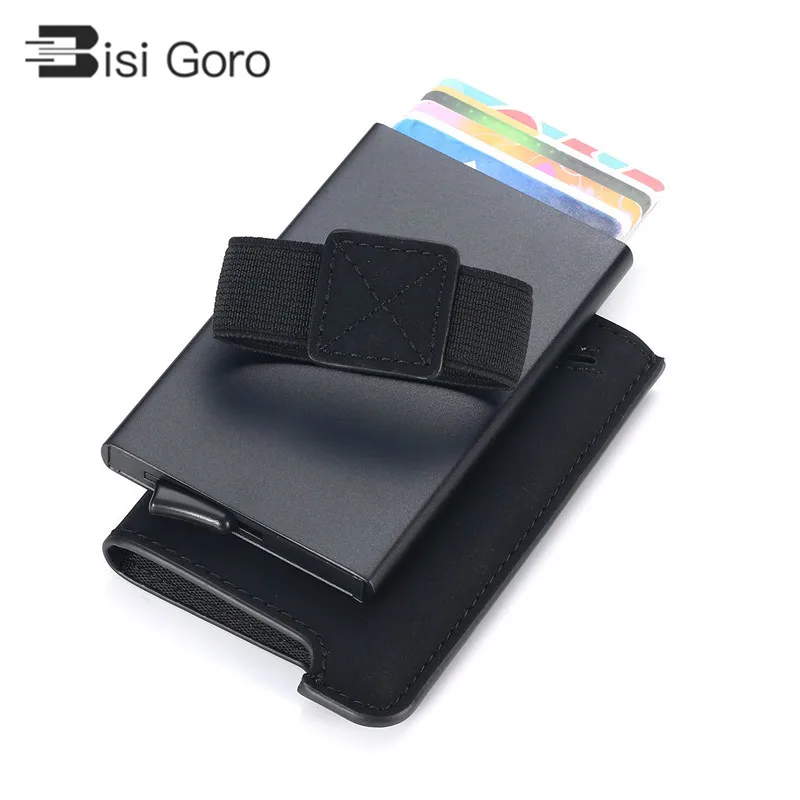 BISI GORO RFID Credit Card Holder Automatic Pouch for Credit Card Men and Women Unisex High Quality ID Case PU Leather Wallets