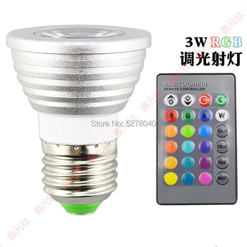 

LED 3W RGB Shoot light E27 E14 B22 GU10 GU5.3 AC85-265V MR16 12V spotlight Super bright 24key Remote dimmer lamp 5pcs/lot