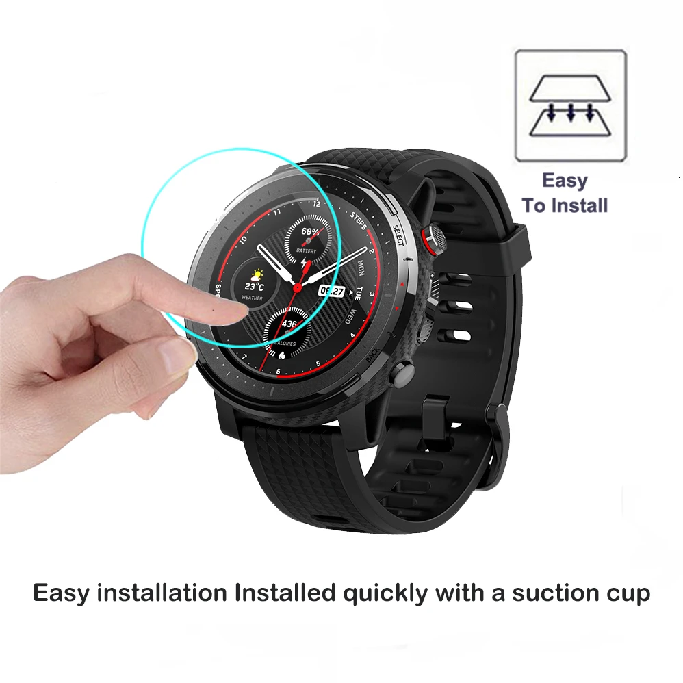 2 шт 2.5D 9H 0,3 мм закаленное стекло Amazfit Stratos 3 Смарт-часы gps Защита экрана против царапин пузырьковая прозрачная пленка