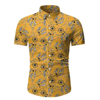 

new men shirts 2020 Summer floral printed Men Hawaiian vacation Party Slim black shirts Hip hop male Short sleeve casual shirt