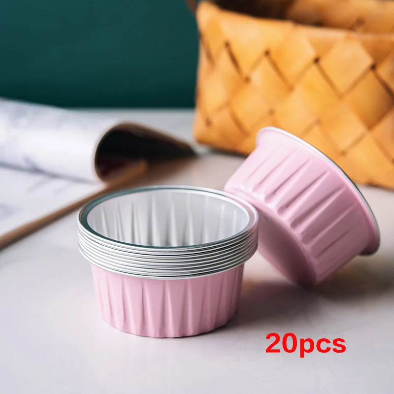 20PCS Bakerdream 10/20 штук одноразовые Алюминий Фольга мини-пирог кекс сковороды яичный пирог формы для выпечки чашки для выпечки, формы для выпечки олова 125 мл - Цвет: 20PCS
