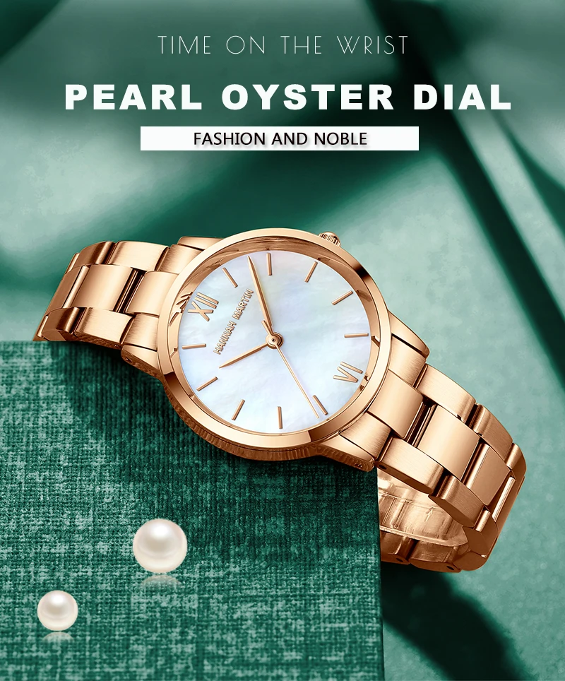 2021 NEW Japan Quartz Pearl Oyster Jade Stone White Shell Waterproof Ladies Full Stainless Steel Classic Wrist Watches for Women