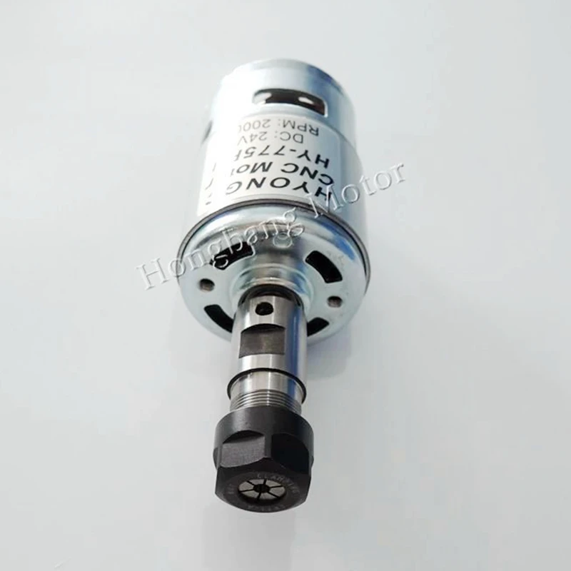 HONGYC HY-775PH 20000RPM 775 CNC Spindle Motor with ER11 Collet Set DC 24V High Power Noise Suppression Electrical DC Motor
