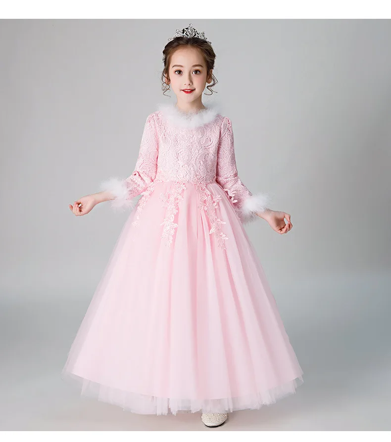 Childrenswear Autumn And Winter Princess Dress GIRL'S Gown CHILDREN'S Full Dress Long Sleeve Wedding Dress Tutu Piano Dresses of