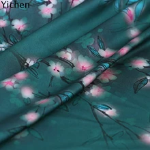 Цветочное эластичное атласное платье Чонсам из натурального шелка