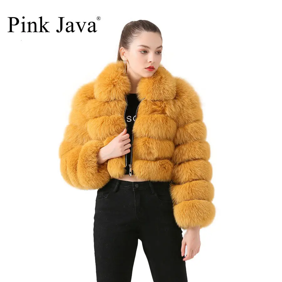 Fur Jacket Coats Short Real-Fox-Fur Pink Java Winter Natural QC19021 Hot-Sale New-Arrival