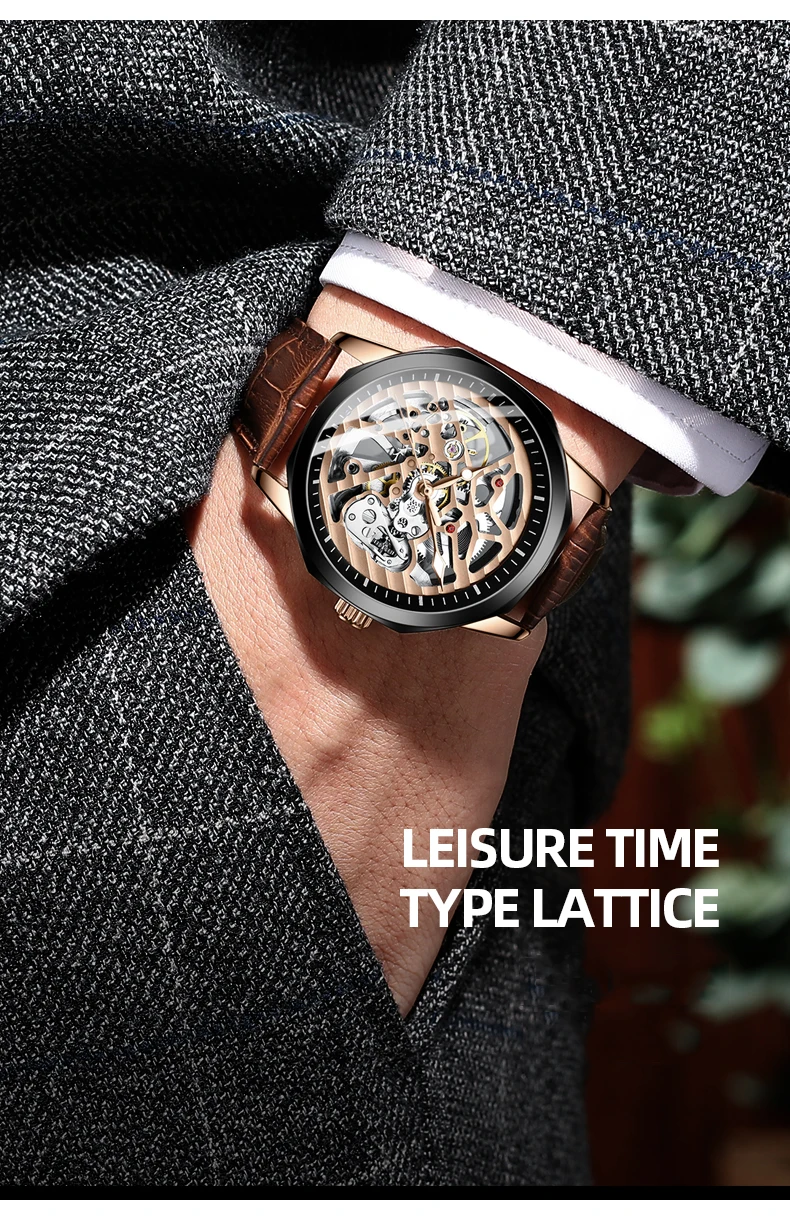 AILANG Luxury Skeleton Automatic Mechanical Mens Sports Men es Leather Strap_voghion.com