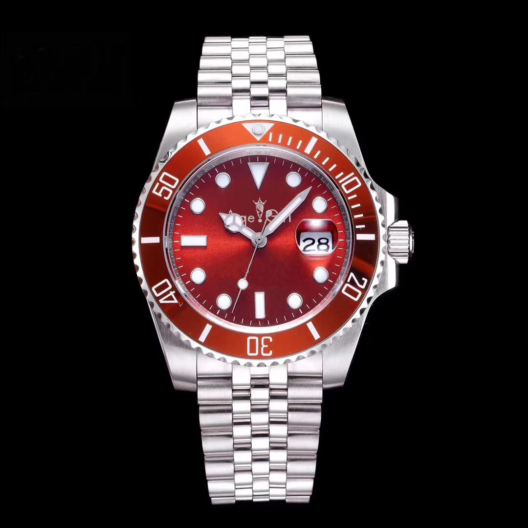 

Famous Brand New Mens Automatic Mechanical Watch Red Dial Ceramic Bezel Stainless Steel Sapphire Blue Black Watches Waterproof