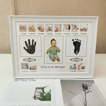 

Cute Baby Photo Frame DIY Handprint or Footprint Ink Imprint Pitcture Birthday Gift for Baby Wall Picture Frame Home Decorations