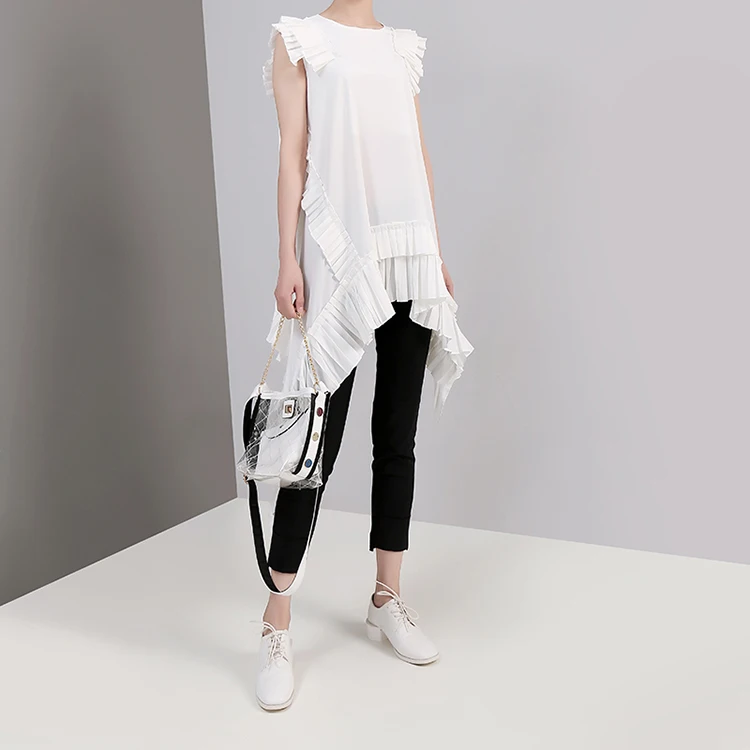 New Fashion Style Irregular Sleeveless Ruffles Hem Blouse Fashion Nova Clothing