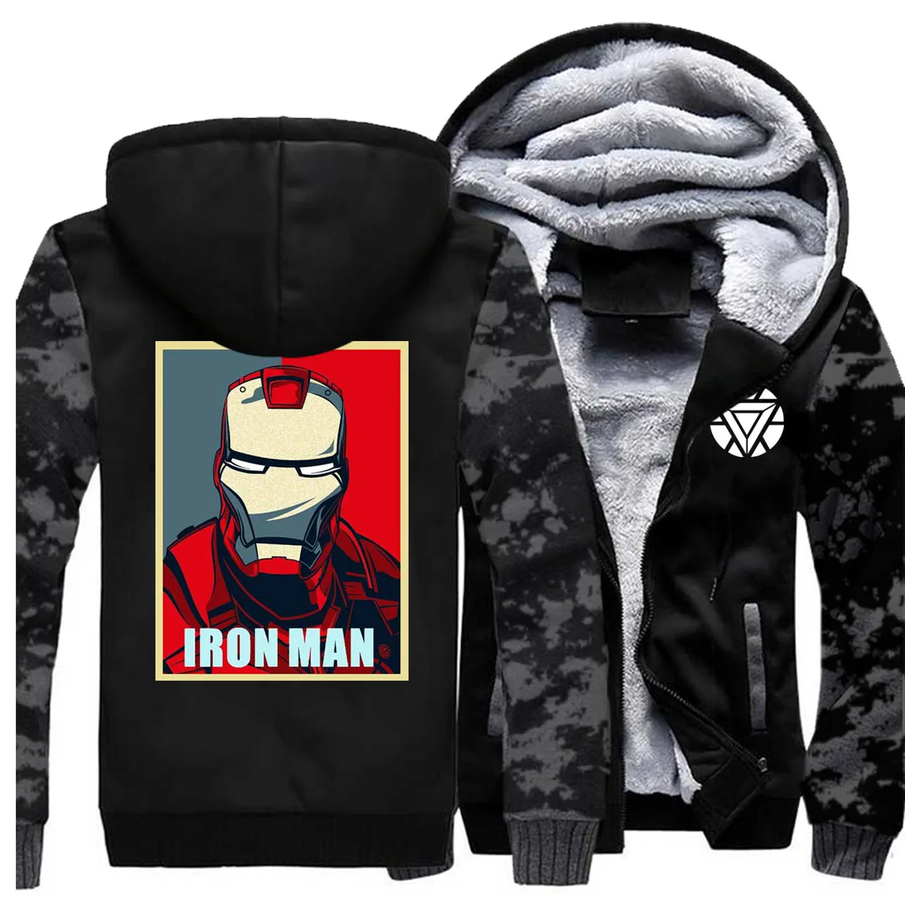 Железный человек Tony Stark Мстители хип хоп толстые толстовки зимняя камуфляжная толстовка мужские повседневные куртки с длинными рукавами пальто на молнии - Цвет: Vintage Gray 6
