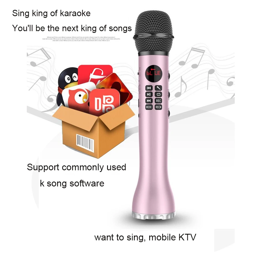Bluetooth портативный беспроводной микрофон караоке дисплей экран светодиодный TF карты рекордер, чтобы спеть где угодно вечерние музыка KTV Microphpne