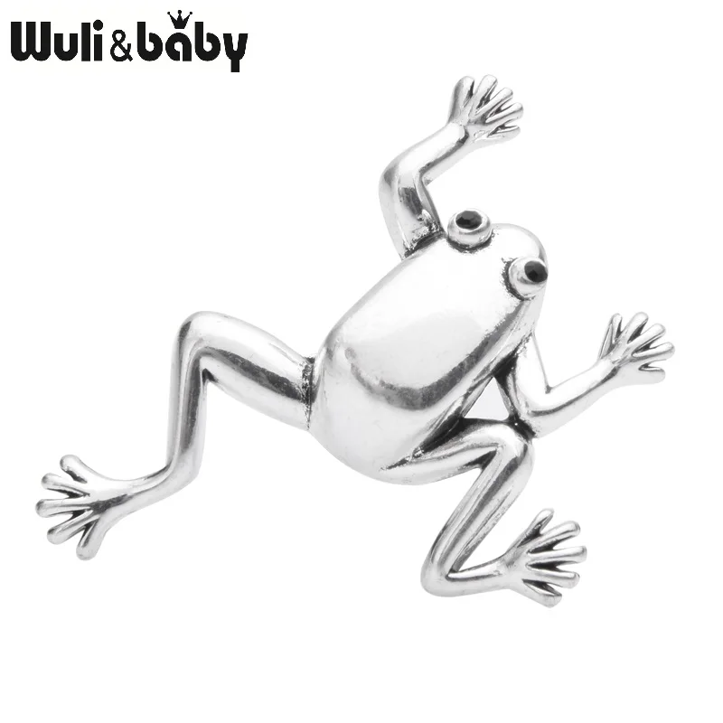 Wuli&baby ретро броши лягушка Для женщин сплав классический 2-х цветный лягушка, животное, брошь на шпильке, Подарки на год - Окраска металла: silver