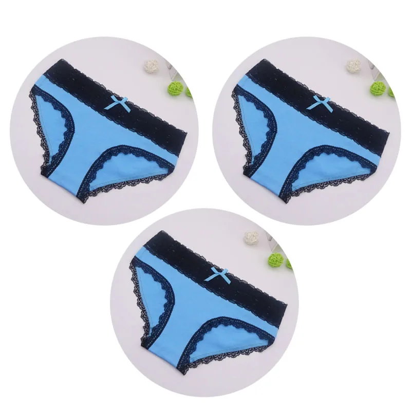 Лаванда Moonflame 3 pcs/lots New Arrival Sexy Lace Underwear Cotton Women Briefs Panties 89230 - Цвет: Лаванда