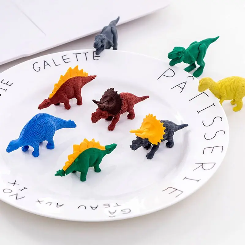 4pcs/pack Kawaii Rubber Eraser Creative Cartoon Dinosaur Shaped Stationery Student Children Kids Gift