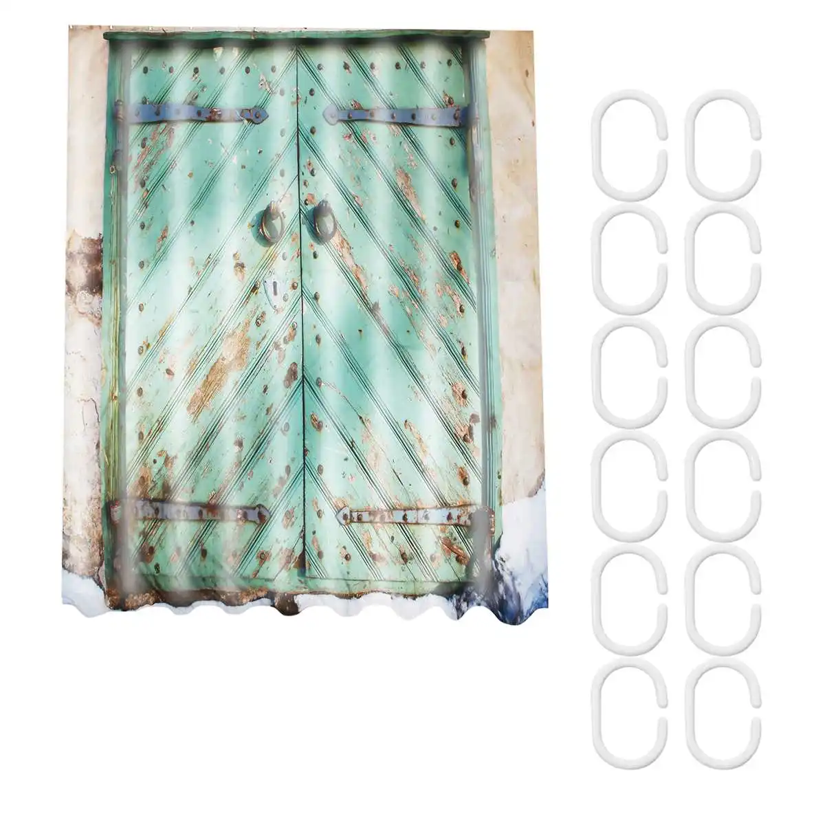 Shower Curtain Высококачественная занавеска для душа, деревенская деревянная дверь сарая, для ванной комнаты, водонепроницаемая, устойчивая к плесени, занавеска для душа, фланелевый коврик для ванной комнаты, 180x180 см - Цвет: Shower Curtain