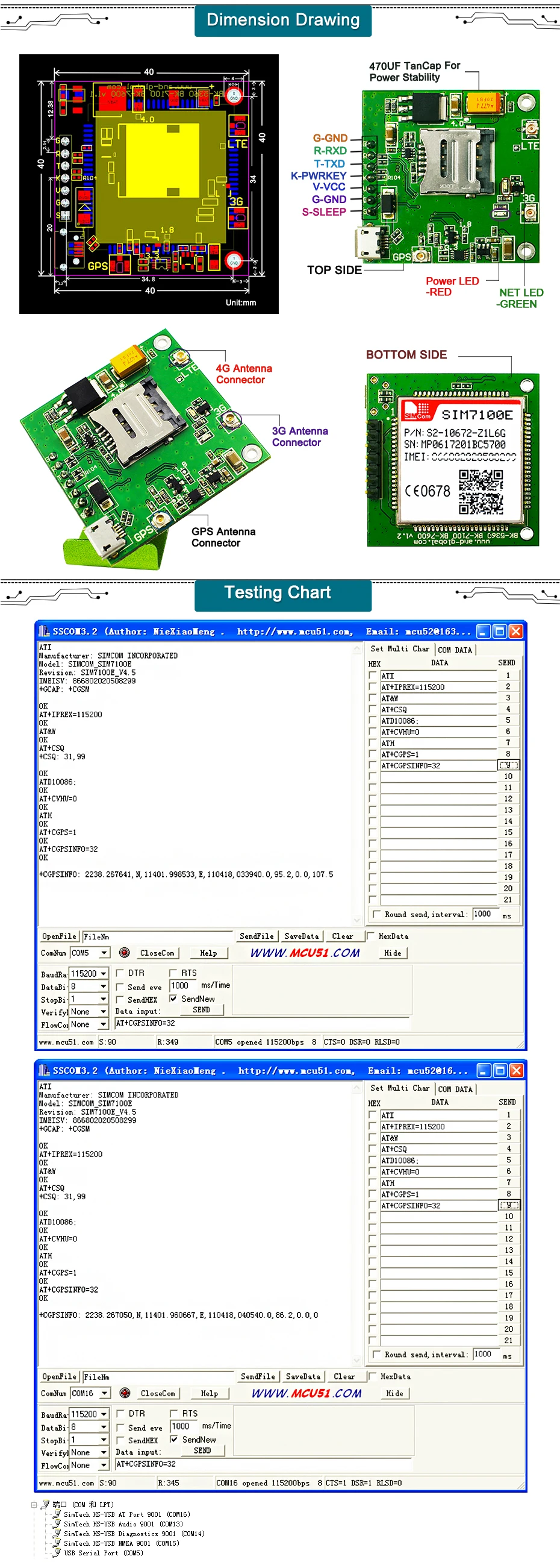 SIM7100E 4G модуль макетная плата LTE для сети ЕС, SIM7100E секционная плата с B1/B3/B7/B8/B20 1 шт