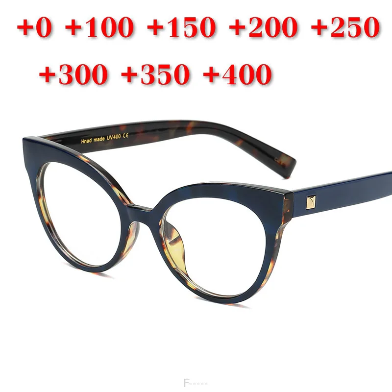 Women Blue Light Blocking Cat Multifocal Lenses Reading Glasses Fashion Half Rim Progressive Glasses Women Cat Diopter GlassesNX