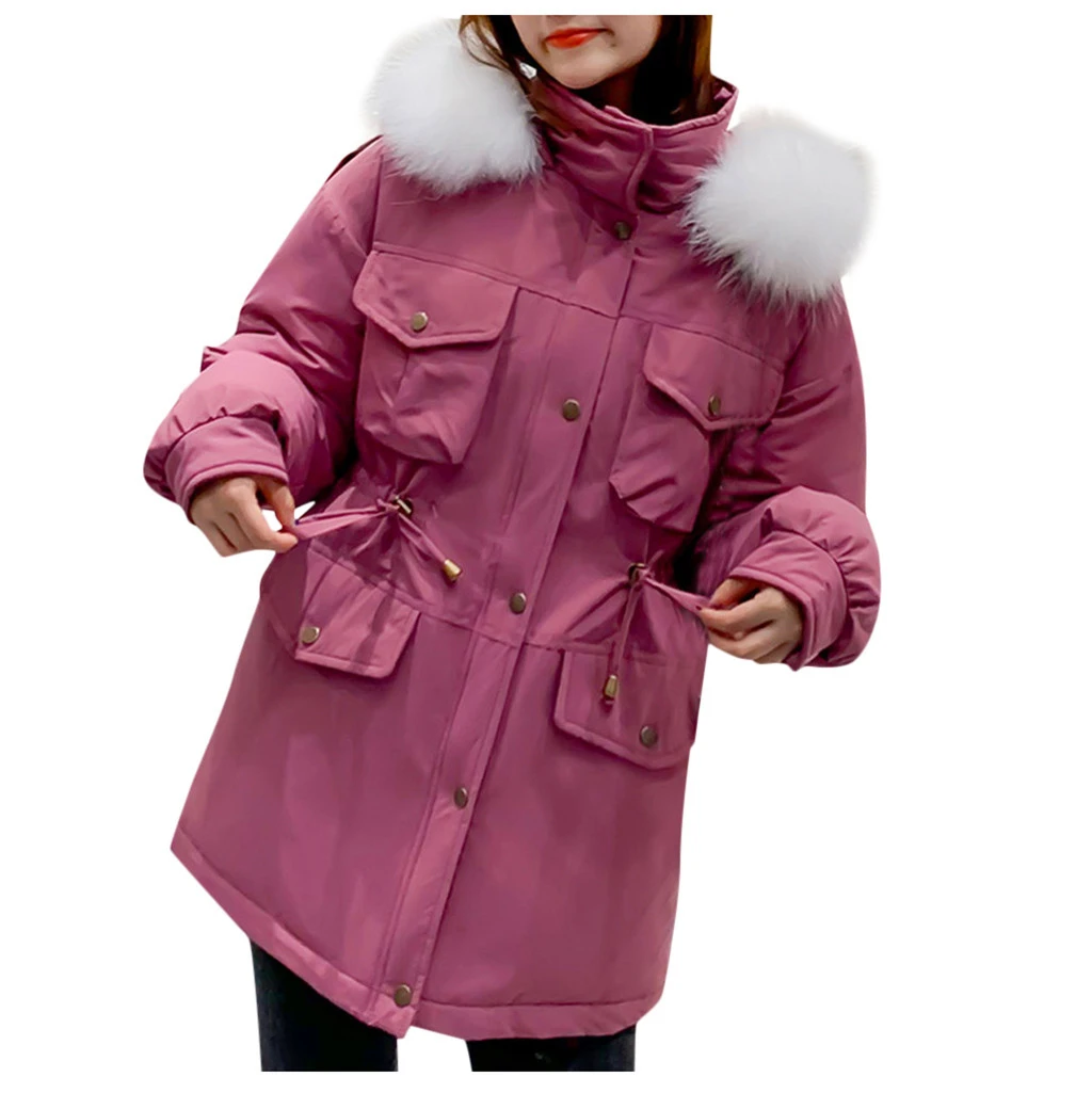 Женский длинный пуховик с капюшоном CHAMSGEND хлопковое пальто большого размера