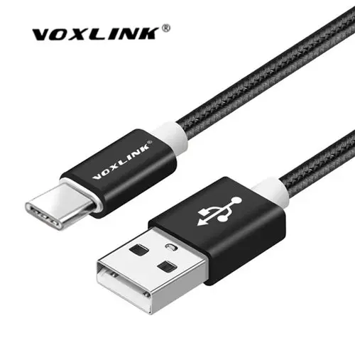 VOXLINK нейлоновый Плетеный USB кабель TypeC кабель для samsung S10 S9 S8 Galaxy для huawei LG htc 10 Macbook Xiaomi Mi8 a1зарядный шнур - Цвет: Black