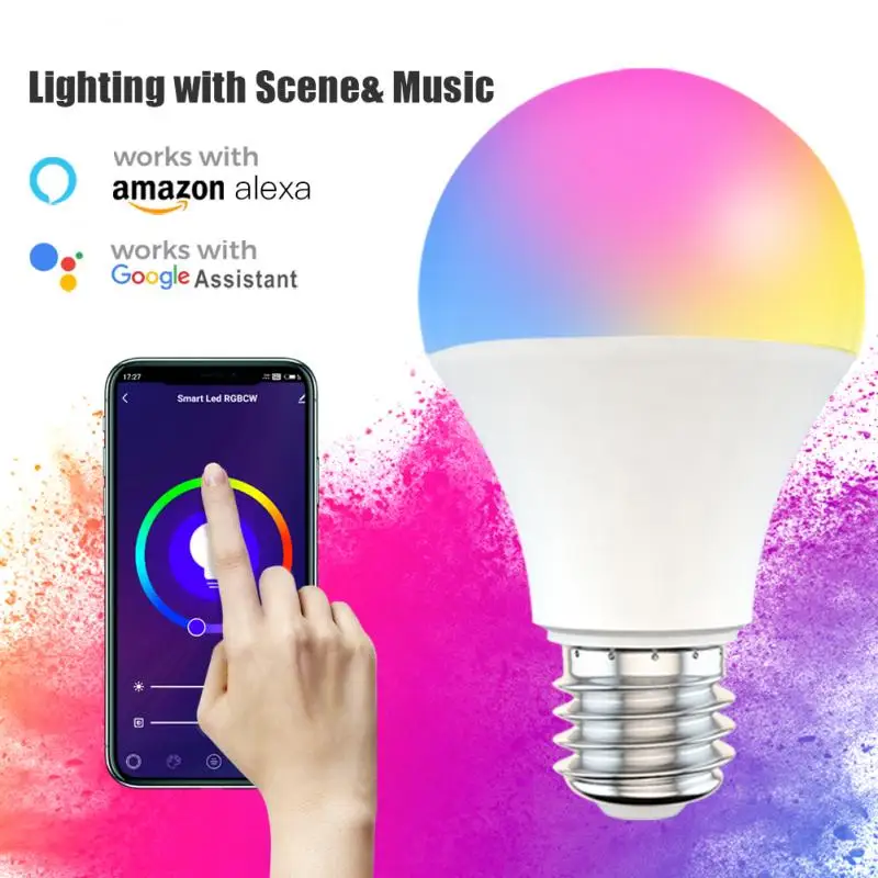 

Smart Wifi Bulb Dimming Light Tuya Smart Light Bulb Voice Control Work With Alexa Amazon Google Home E27/B22 Led Night Lights