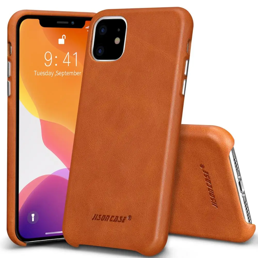 Jisoncase кожаный чехол для iPhone 11, Ультратонкий чехол из натуральной кожи, противоскользящий мягкий чехол для iPhone 11, 6,1”