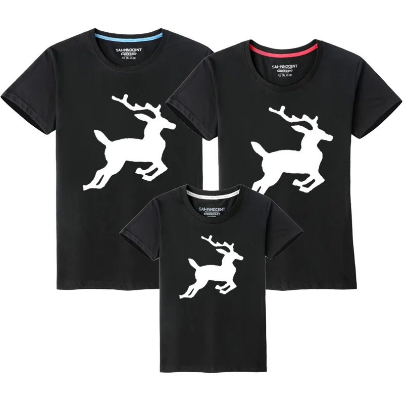 Jumping deer/одинаковая Рождественская одежда для семьи хлопковые футболки для мамы, сына, папы и дочки верхняя одежда для пары, одежда для детей