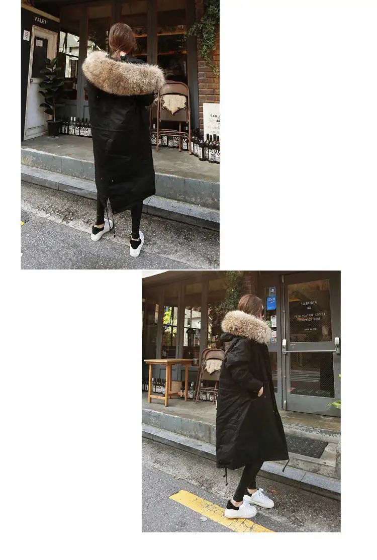 Черная зимняя куртка, Женское пальто с меховым капюшоном-воротником, длинная, тонкая, большого размера плюс, женская, теплая, зимняя, хлопковая парка, верхняя одежда, ветровка