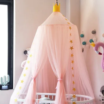 

7 Colors Baby Bed Hanging Mosquito Net Dome Bed Canopy Mosquito Net Bedcover Curtain Round Crib Netting Tent Kids Room Decor