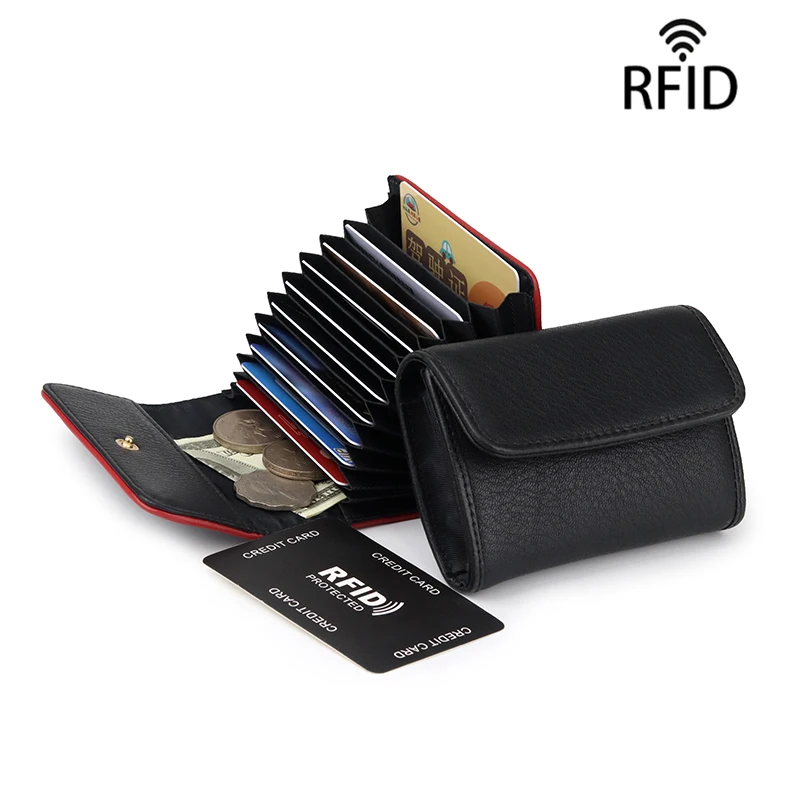 Первый слой воловьей кожи мульти-бит RFID Бумажник Противоугонная Кредитная карта рукав кожаный кошелек для монет