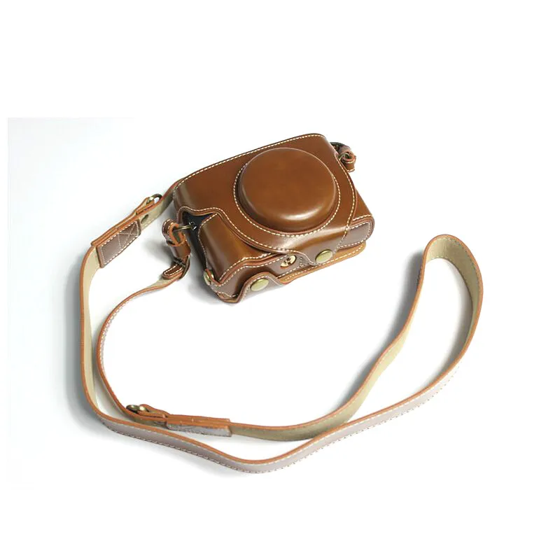 Light Brown Ретро из искусственной кожи чехол сумка для камеры Крышка для Canon G5 X ii G5XII G5XM2 G5X Mark II протектор оболочки с нижней батареи - Цвет: Light Brown