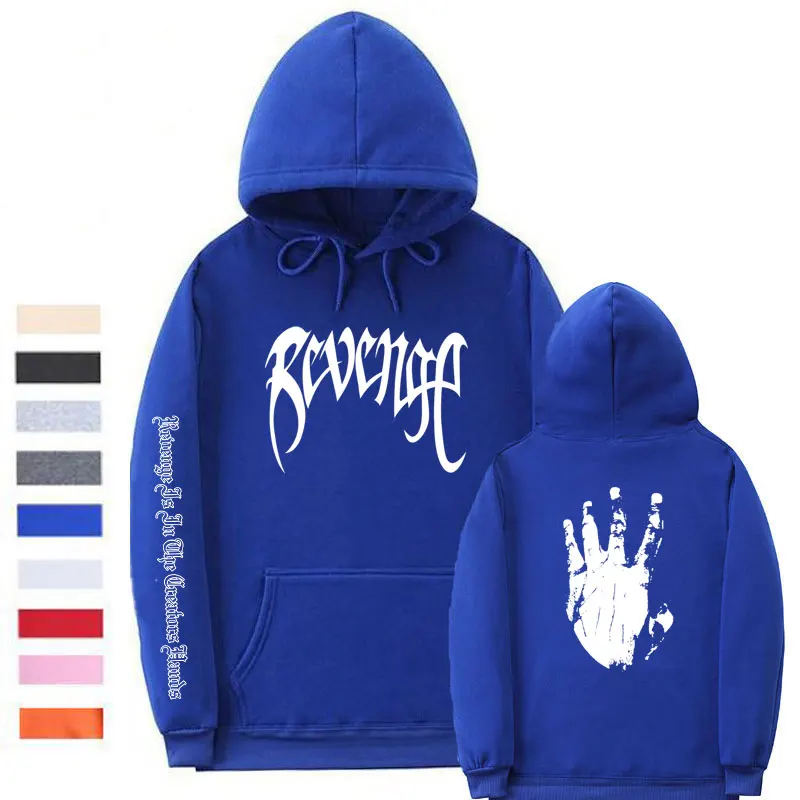 Blue-BAI012 Xxxtentacion Revenge винтовые манжеты на резинке толстовки для мужчин/женщин уличная Rapper хип хоп свитер с капюшоном - Цвет: Blue-BAI012