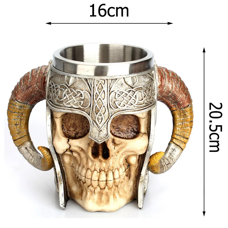 Кружка из нержавеющей стали с черепом, пивной рожок козы, кружка из смолы, кофейные кружки, подарок для бара на Хэллоуин, чайная чашка, посуда для напитков - Цвет: A