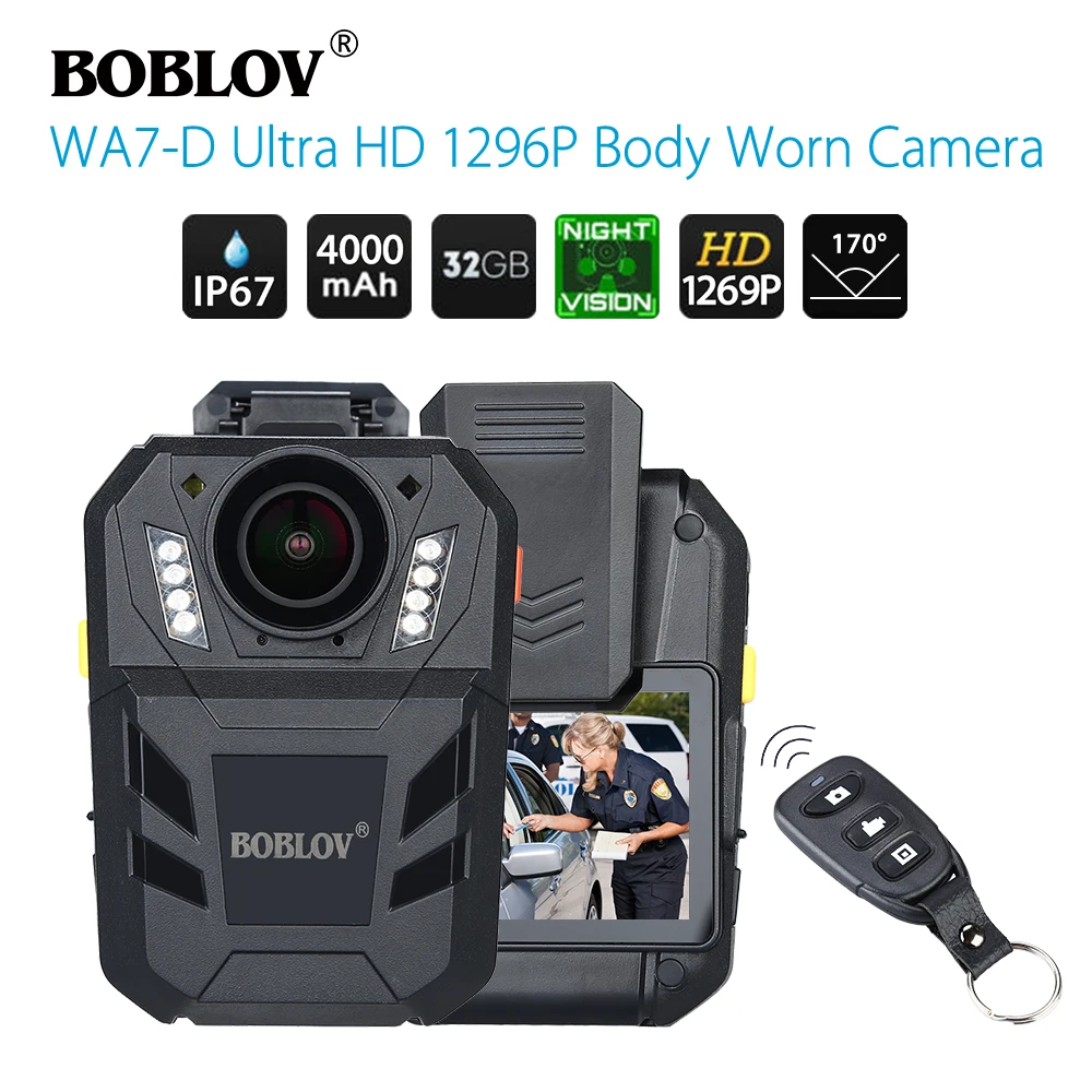 

BOBLOV WA7-D Mini Camera HD 1296P Wearable Camera IR Video Recorder Security Cam Remote Control IR mini cam police camera kamera
