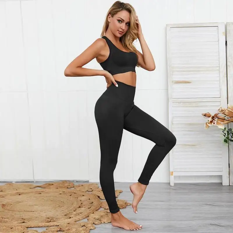 2020 Seamless Gym Set Woman Sportswear Exercise Leggings Padded Sports Bras  Women Fitness Wear Yoga Sets Spor…