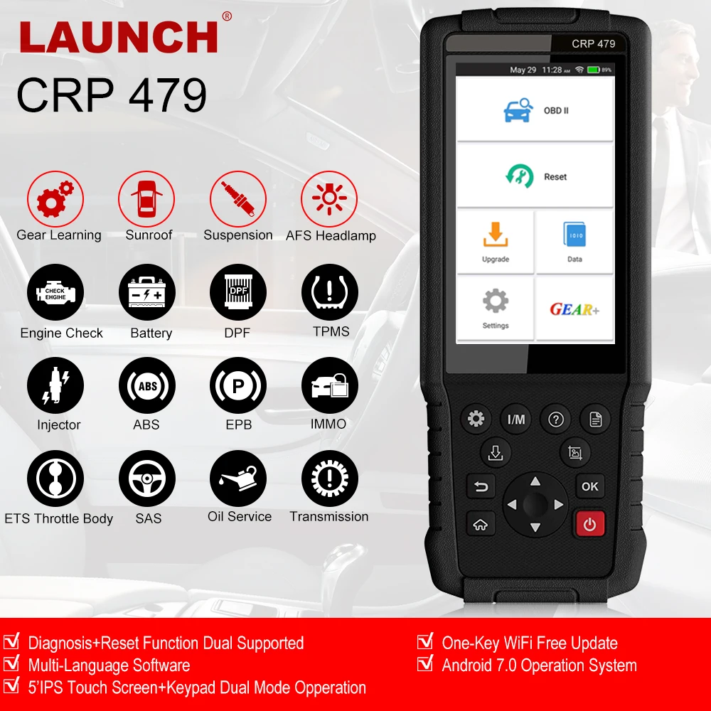 Launch X431 CRP479 OBD2 автоматический сканер EPB SAS ABS DPF Сброс масла OBD 2 диагностический