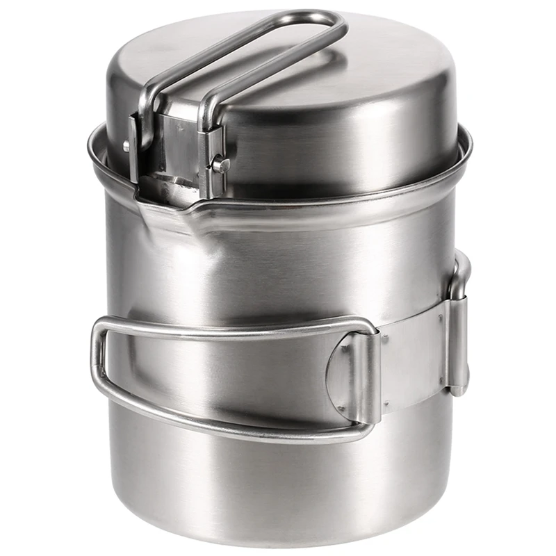 

Portable Camping Stove Cooking Pot Outdoor Backpack Fishing Hiking Stainless Steel Pot