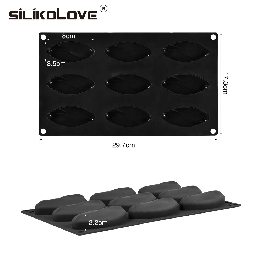 Silikolove форма овальной формы силиконовая форма для торта 9 Полость для выпечки инструменты для украшения желе мусс формы для десерта