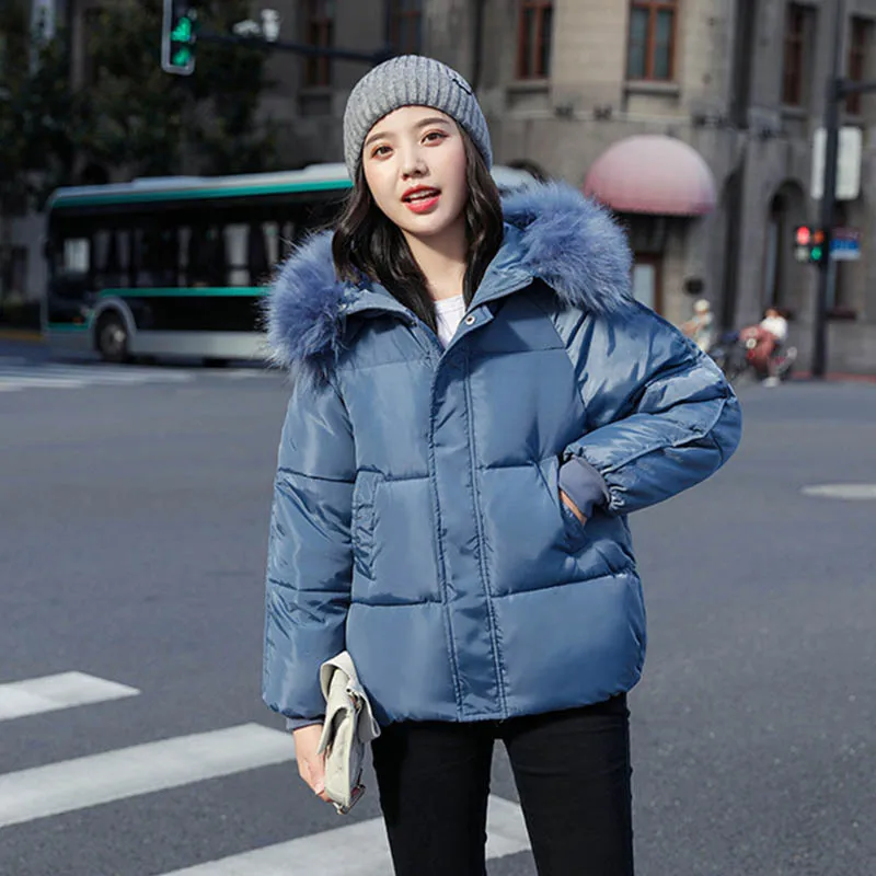 WXWT Winter Coats parkas winter new women's fashion large fur collar hooded thick cotton down jacket Russian winter coat
