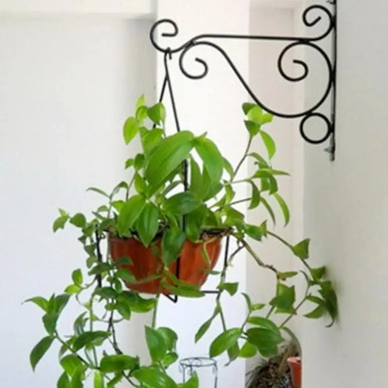 

European Style Balcony Plant Flower Pot Wrought Wall Iron Hooks Holder Wall-Mounted Hanging Basket Bracket Stand Home Decor