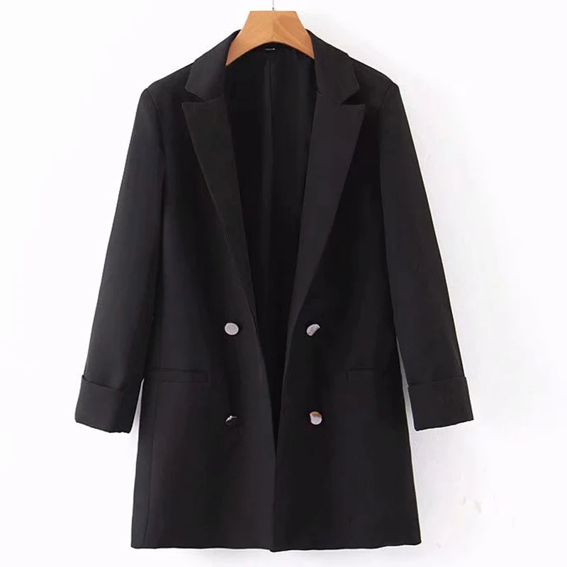 XZBZ1099 Black Fandy lokar плед печатных пиджаки для женщин Мода три четверти куртки для женщин Элегантный однобортный костюмы женские дамы HS - Цвет: XZBZ1099 Black