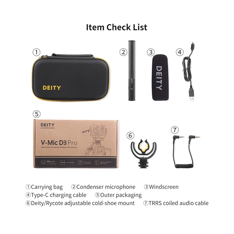 Aputure Deity V-Mic D3 Pro Video Studio микрофон супер-кардиоидный Полярный узор Vlogging Конденсатор Запись микрофона для DSLR
