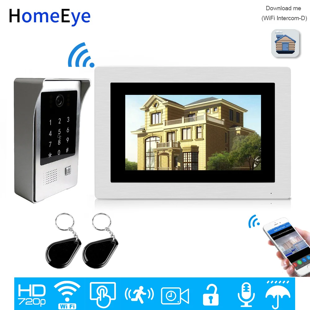 #*Cheap WiFi IP Video Door Phone Video Intercom Touch Screen Free App Remote Unlock Code Keypad IC Card Security Access Control System