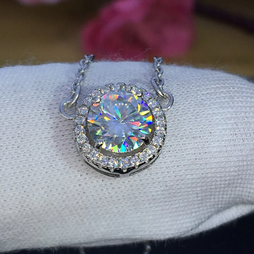 Круглые серебряные подвески из муассанита в виде стихов еврей, 1ct D VVS, роскошные подвески из муассанита для женщин